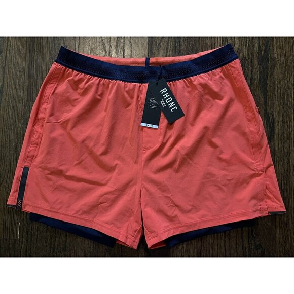 RHONE Swift Running Shorts Lined Red Stretch Anti-Odor 4" Inseam Men's Size XXL - Picture 1 of 10